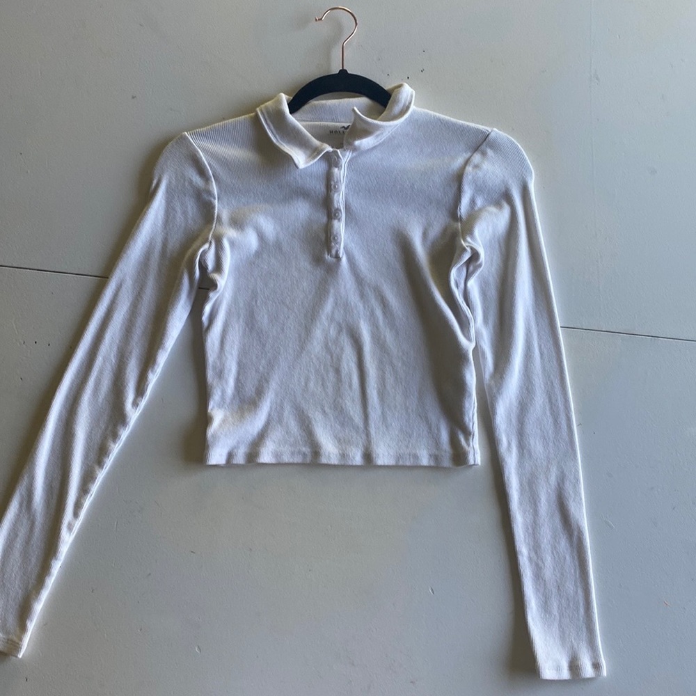 Hollister white collar Long sleeve shirt.